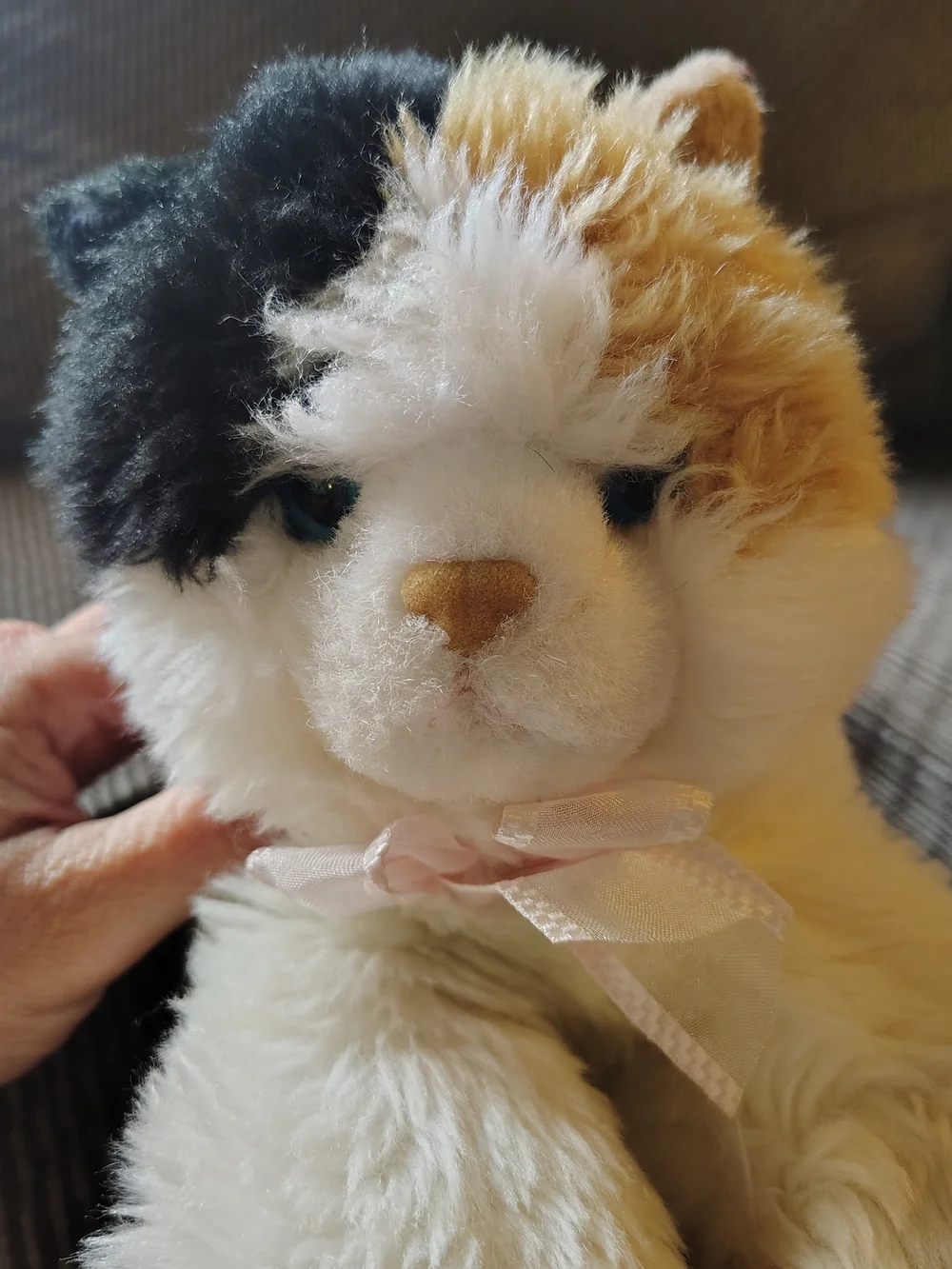 Vtg Aurora Esmeralda The Calico Cat Plush Pink Bow Black White Brown Flopsies